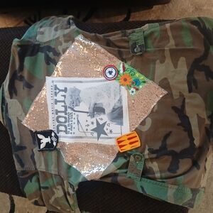 Camouflage Jacket with Dolly Parton Patch